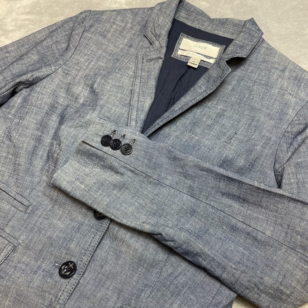 J Crew Womens Schoolboy Blazer Jacket Size 00 Blue 100% Cotton‎ Preppy Academia